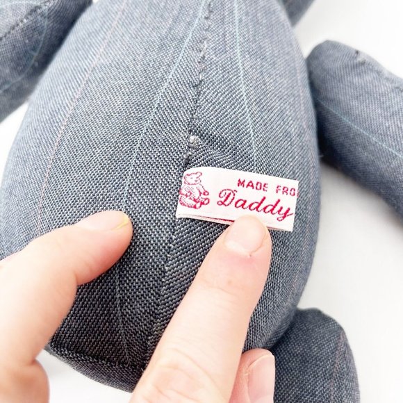 Vintage Handmade Jointed Teddy Bear Pinstripe Paisley Pattern Daddy Bear Inc Tag - Picture 12 of 12
